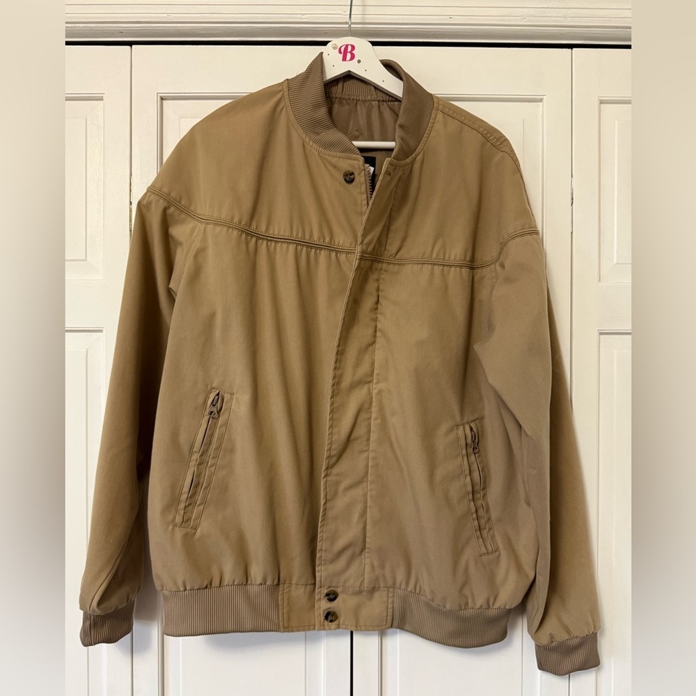 Haband Tan Bomber Jacket Lightweight Casual Coat Men’s Large City Office
